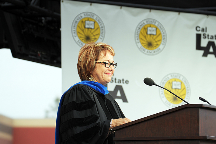 Regional labor leader Maria Elena Durazo receives a CSU Honorary Doctorate.