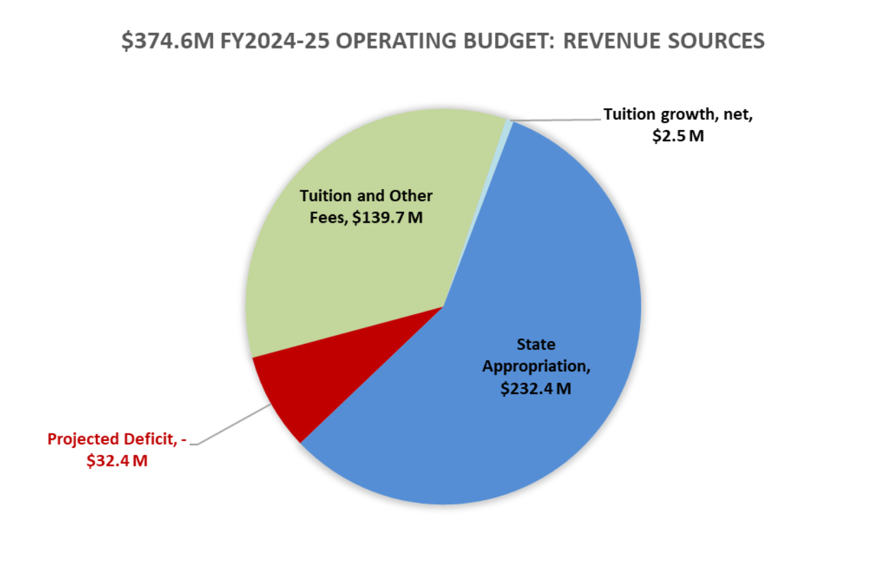 A pie chart of a budget defecit.