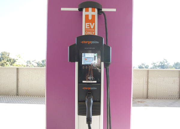 A the front of an electric vehicle charger.