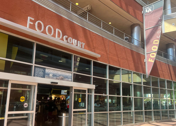 The front entrance to a food court.