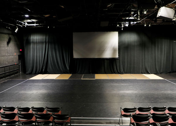The inside of a small theatre space.
