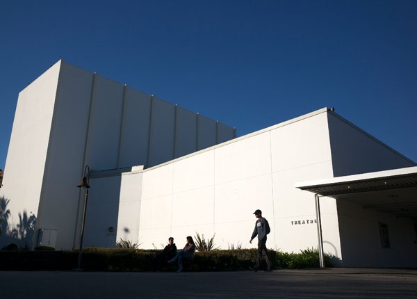 The front of a white building.