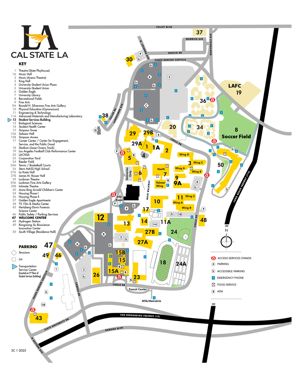 A map of the Cal State LA campus
