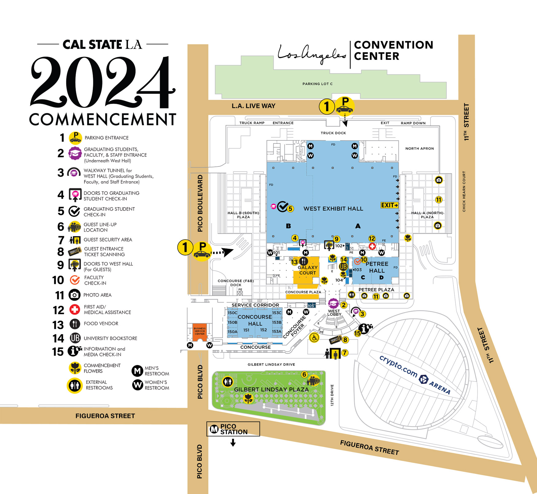 A map of the Los Angeles Convention Center
