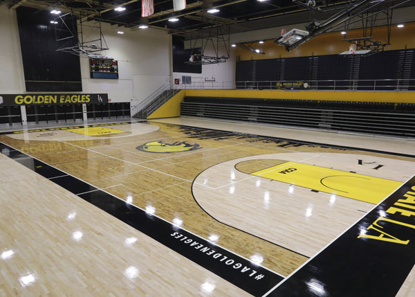 A basketball court.
