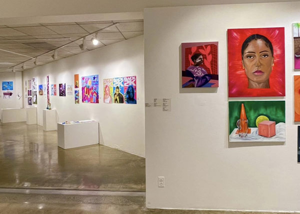 An art gallery with art displayed.