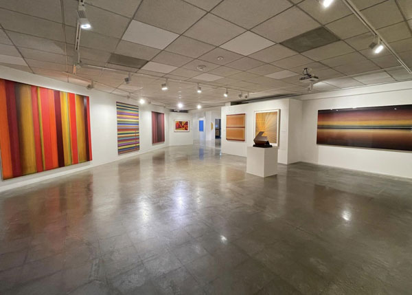 An art gallery with art displayed.