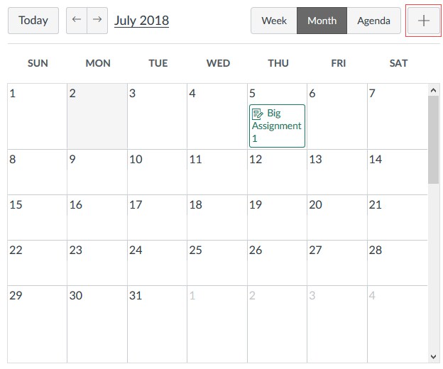Adding an event in the Calendar