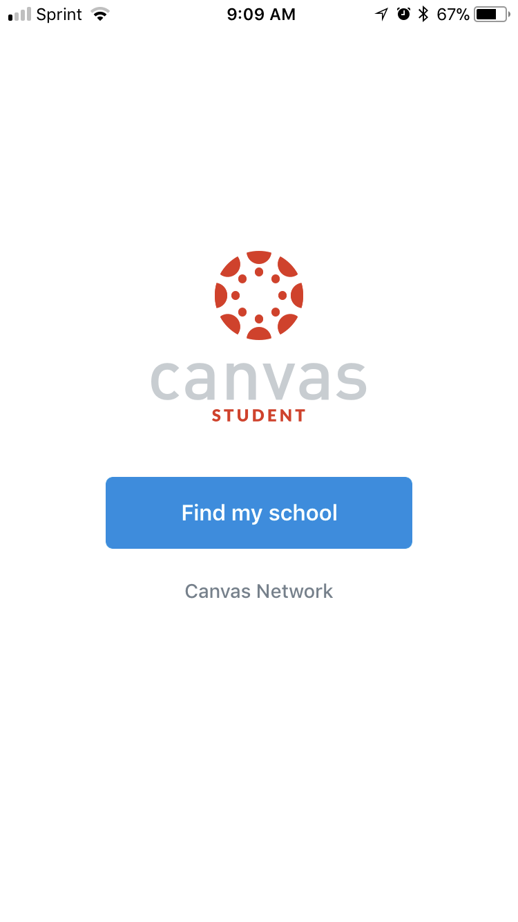 Canvas App for Students Find My Institution Interface