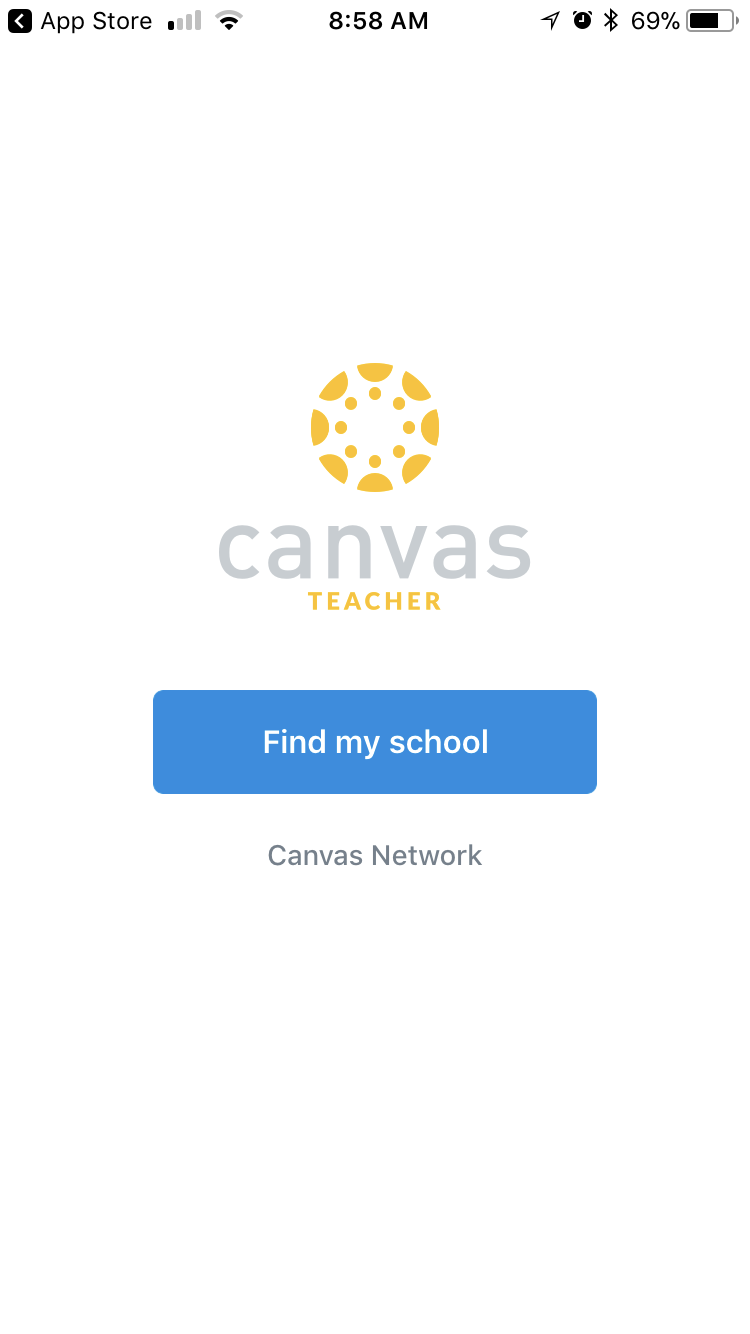 Canvas App for Teachers Find My Institution Interface