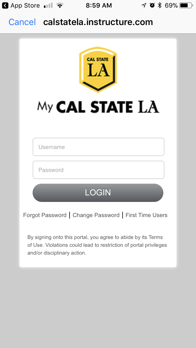 Canvas App My CalstateLA identity sign in page