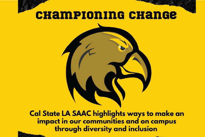 Championing change. Profile view of Golden Eagle mascot head.