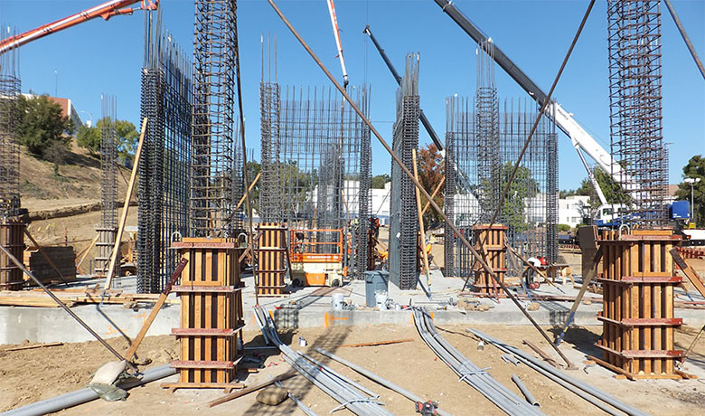 Construction of the new foundation and pillars.