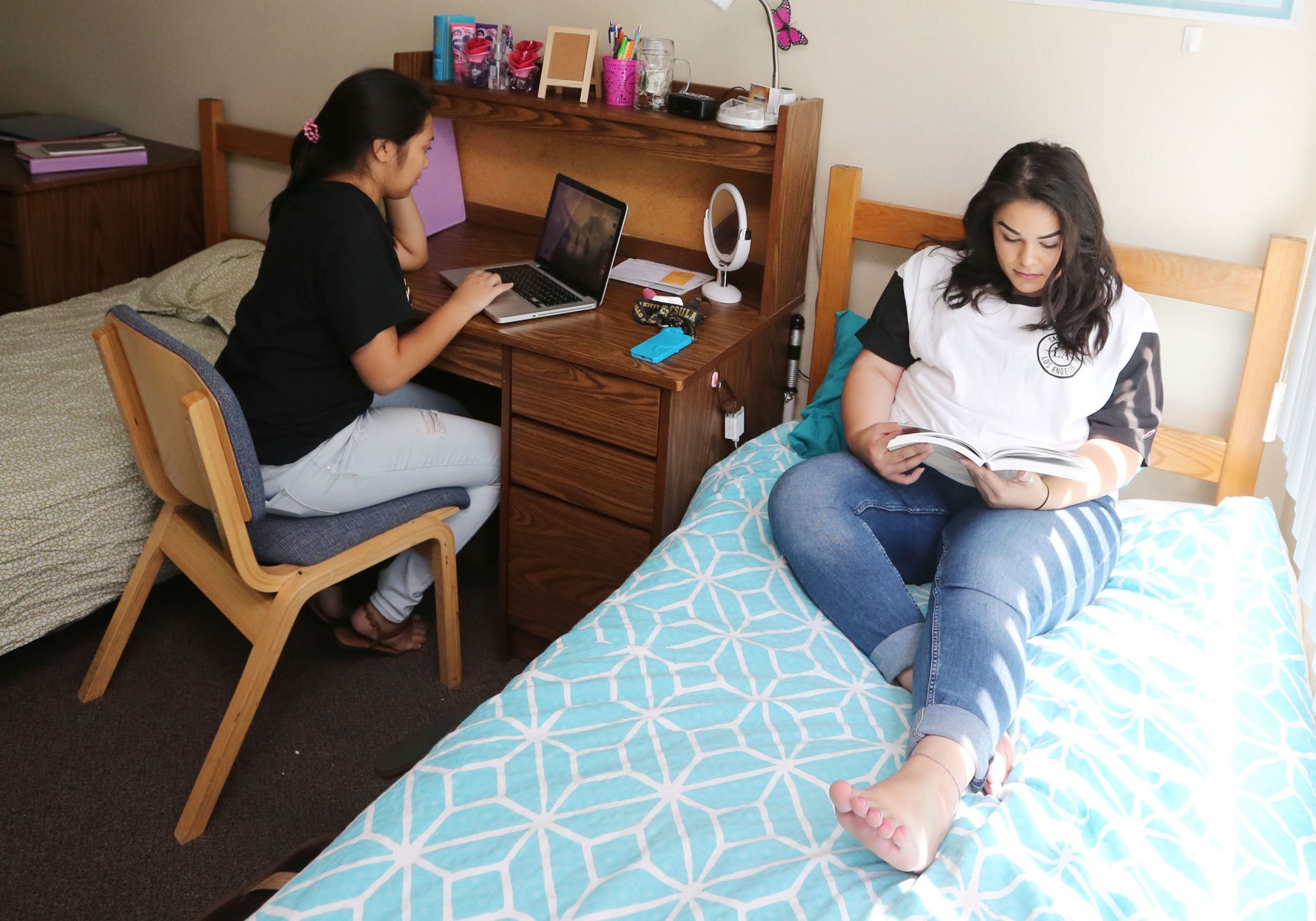 Students studying in their room.