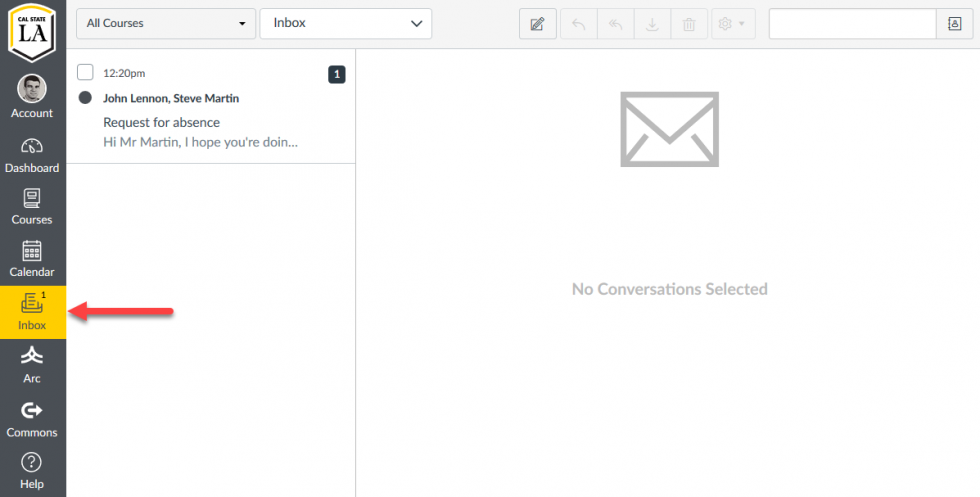 The Conversations page in Canvas
