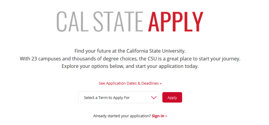 Cal State Apply Login Page - select the correct term from the drop down menu