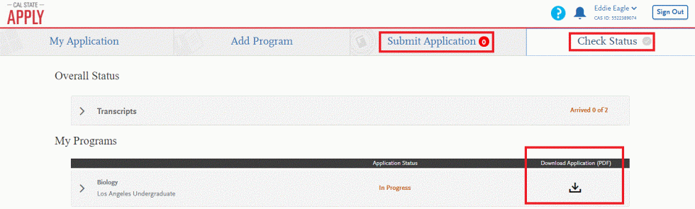 How to find the Application PDF