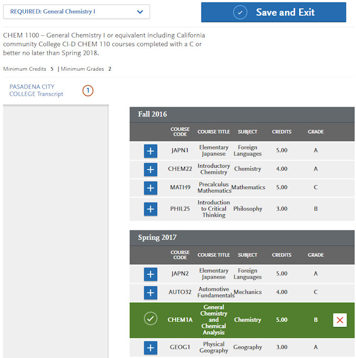 Cal State Apply application prerequisite course assignment