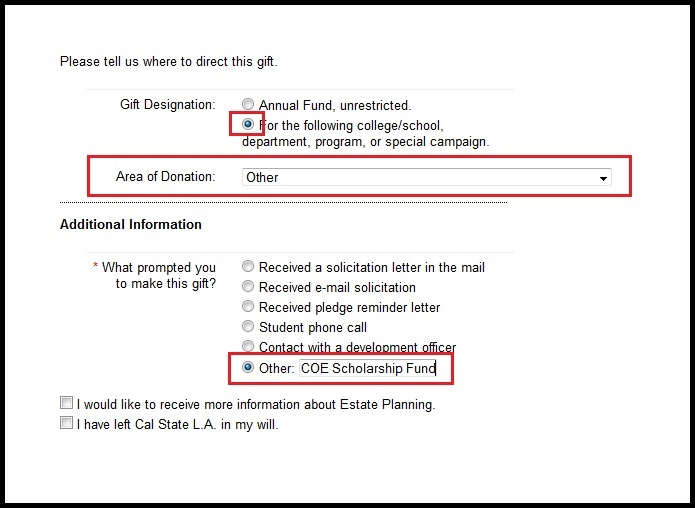 instructions for donation