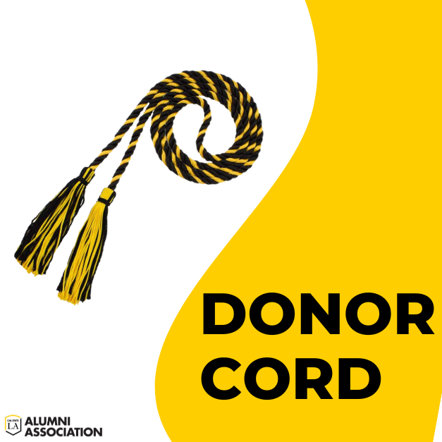 Black and gold donor cord to wear during commencement