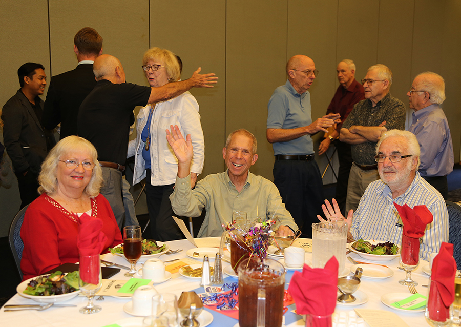 Val Margaziotis, Marty Epstein, Harold Cohen at Luncheon