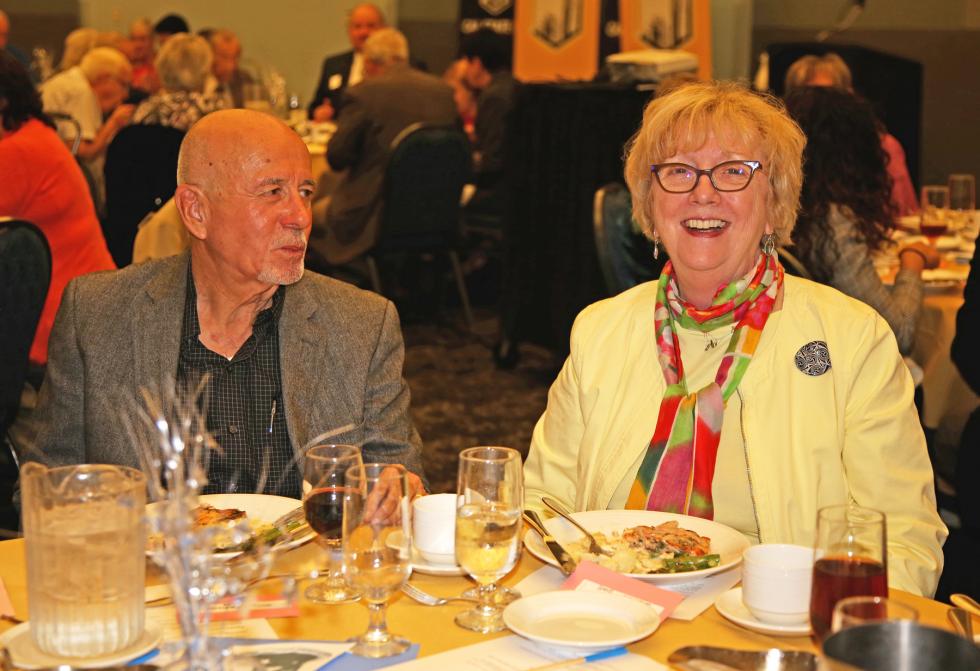 Alfredo Gonzalez and Dorothy Keane laughing 