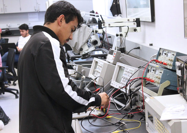 student working in lab