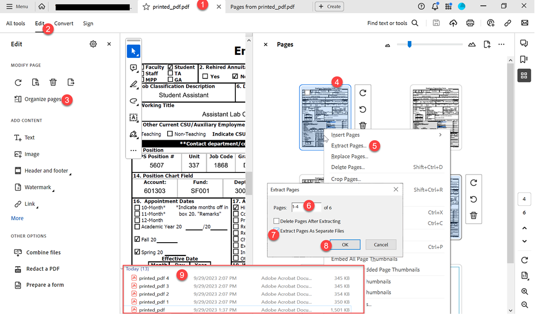 Steps to extract PDF files