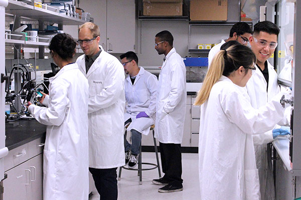 Cal State LA Students working in a Laboratory