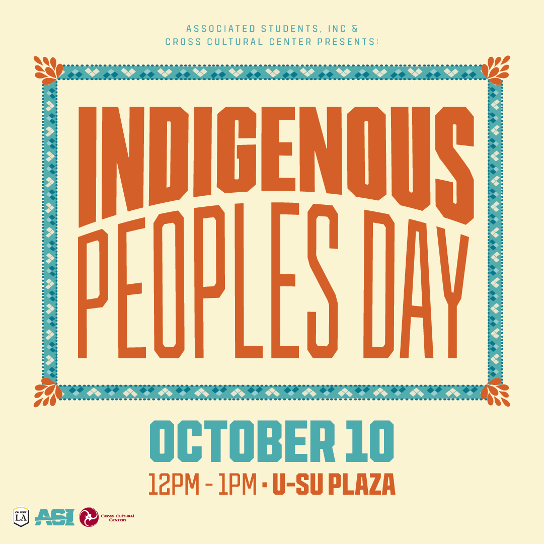 INdigenous Peoples Day October 10, 12 -1 pm U-SU Plaza
