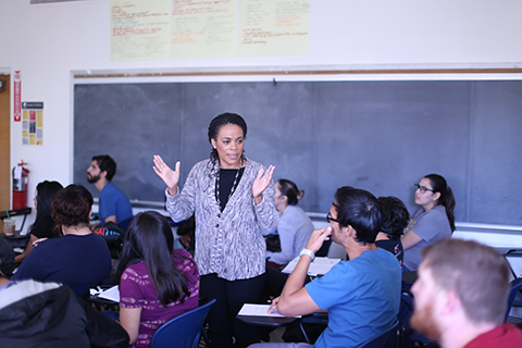 Professor Foster in classroom.