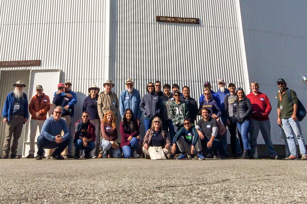 The group outside the 100-inch telescope at Mount Wilson Observatory.