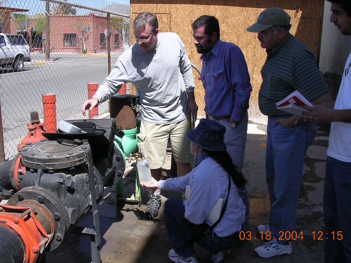 Barry Hibbs sampling water well with colleagues in Ciudad Juarez