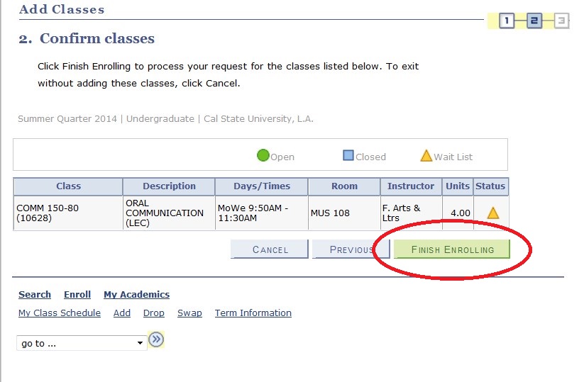 Screenshot showing Finish Enrolling button