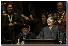 Susan Tsuji speaks on behalf of the staff at Cal State L.A.