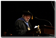 Sonoma State President Ruben Arminana speaks on behalf of the CSU Presidents at the Investiture ceremony on May 9.
