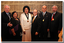 President William A. Covino poses with honored alumni who have served in local politics (l-r): L.A. City Counilman Tom LaBonge, L.A. County Supervisor Gloria Molina, the Hon. Diane Watson, Covino, former L.A. County sheriff Lee Baca, and former L.A. Count