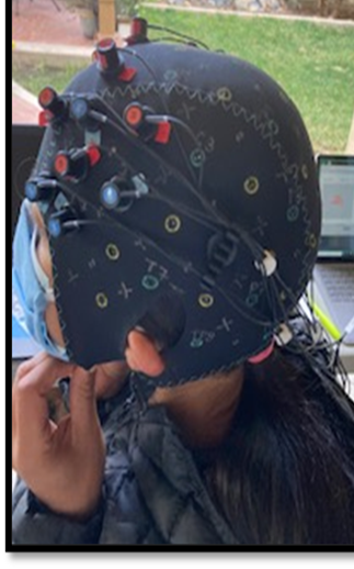 Neuro lab student wearing equipment