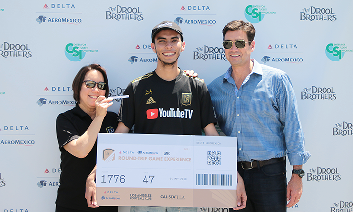 Cal State LA Student Life VP and LAFC President at the LAFC @ Cal State LA open house.