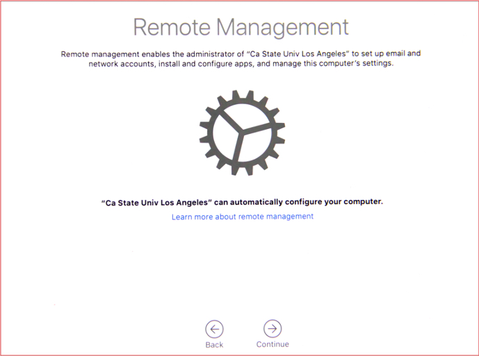 Remote Management screen