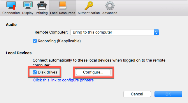 Local Drive Configuration Step 1