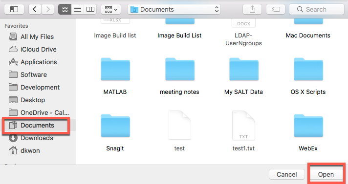 Local Drive Documents selection to save files