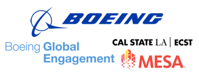 Sponsor logos Boeing, Boeing Global Engagement, Cal State LA ECST MESA