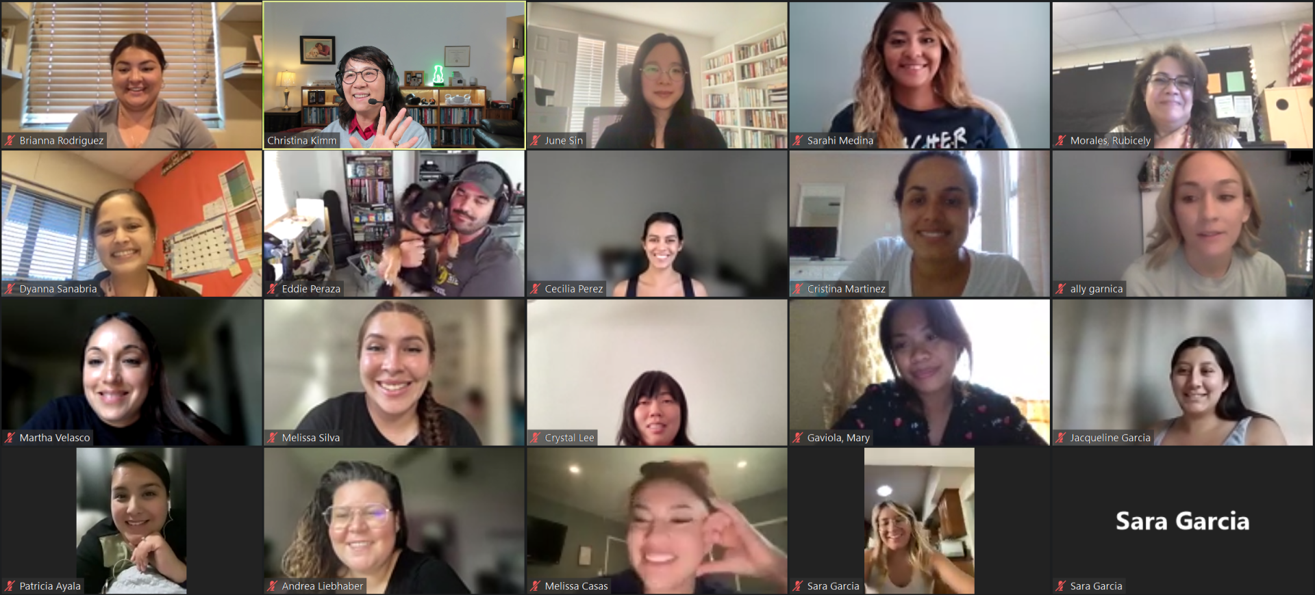 Zoom meeting picture of the students in master's program in Extensive Support Needs.