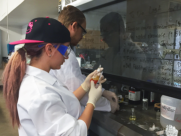 People working with chemicals in a lab