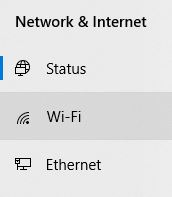 Network & Internet window - click WiFi icon