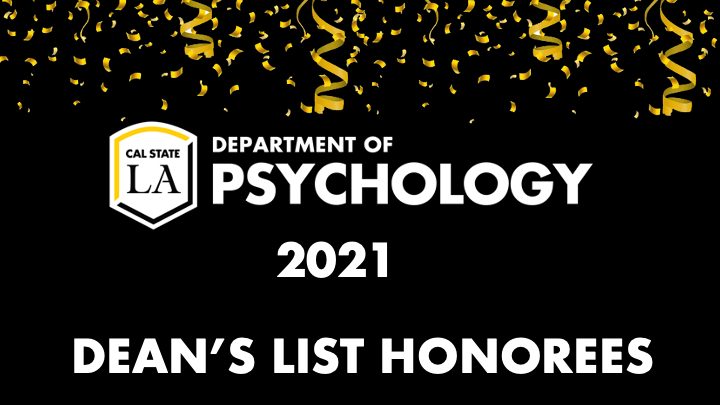 Department of Psychology 2021 Deans List Honorees
