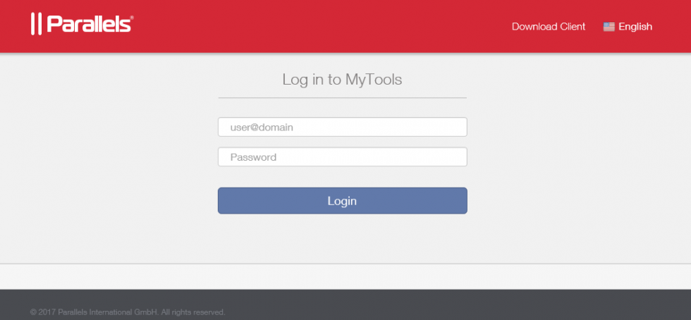 Parallels Main login Page