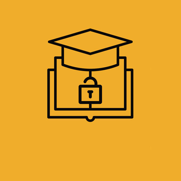 An icon showing a book and a graduation cap.