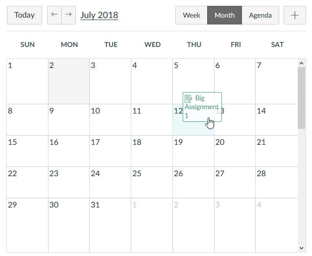 Rescheduling an assignment in the Calendar